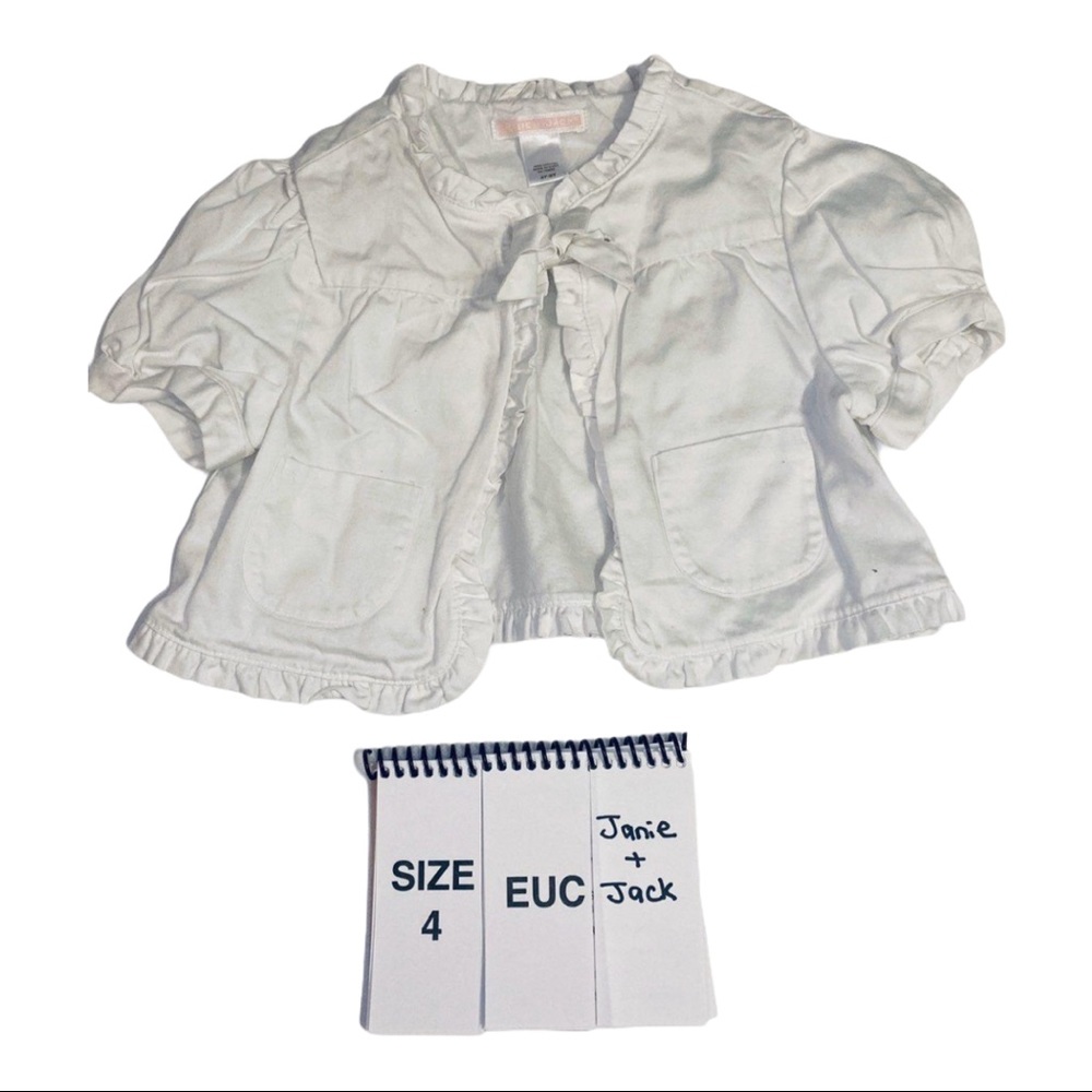 Janie and Jack 4-5T White Cropped Jacket
